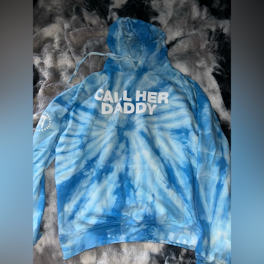 CALL HER DADDY barstool tie-dye blue hoodie